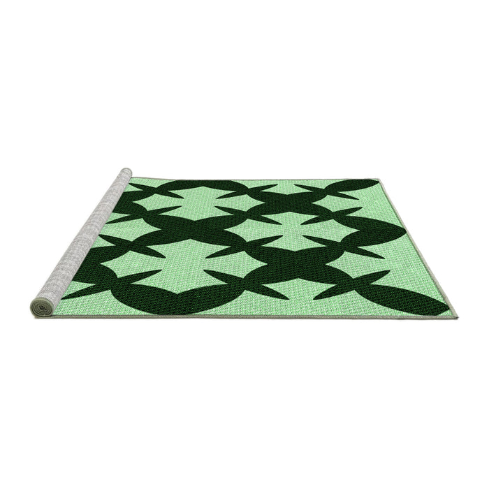 Sideview of Machine Washable Transitional Dark Forest Green Rug, wshpat1748grn