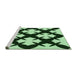 Sideview of Machine Washable Transitional Dark Forest Green Rug, wshpat1748grn