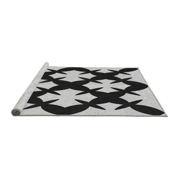 Sideview of Machine Washable Transitional Charcoal Black Rug, wshpat1748gry