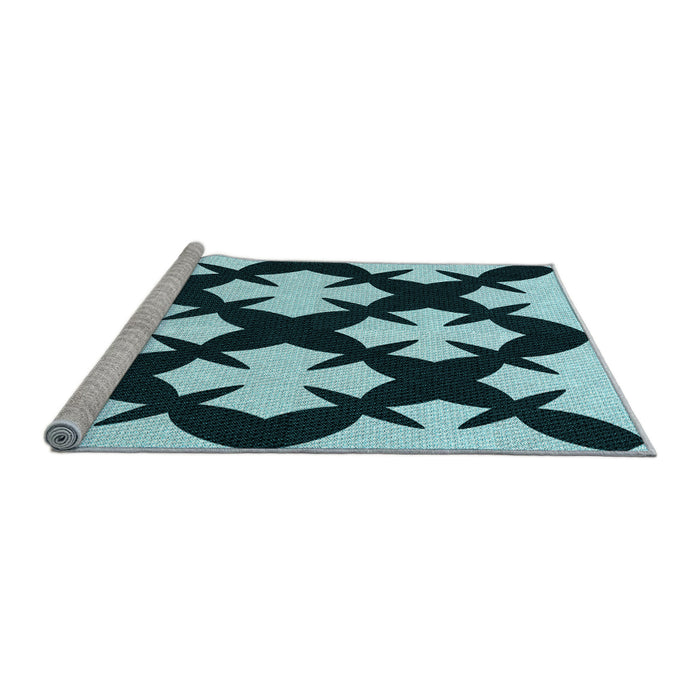 Sideview of Machine Washable Transitional Deep Teal Green Rug, wshpat1748lblu