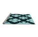 Sideview of Machine Washable Transitional Deep Teal Green Rug, wshpat1748lblu