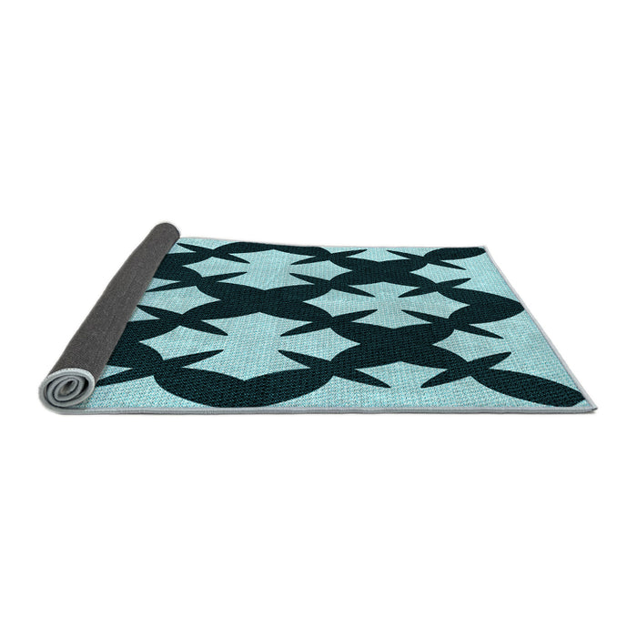 Thickness of Patterned Deep Teal Green Rug, pat1748lblu