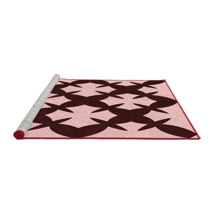 Sideview of Machine Washable Transitional Deep Rose Pink Rug, wshpat1748rd