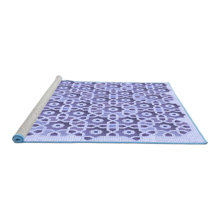 Sideview of Machine Washable Transitional Slate Blue Rug, wshpat1749blu