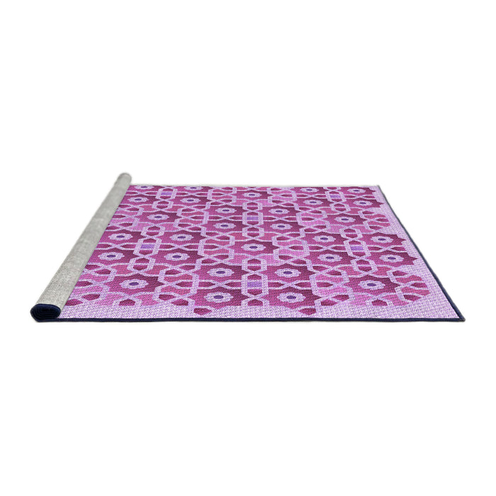 Sideview of Machine Washable Transitional Blossom Pink Rug, wshpat1749pur