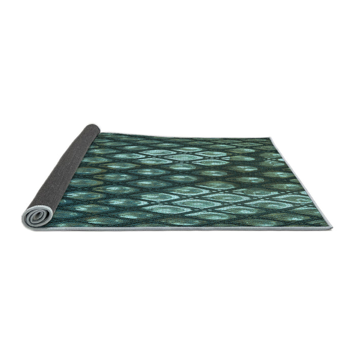 Thickness of Patterned Dark Slate Grey Green Rug, pat175lblu