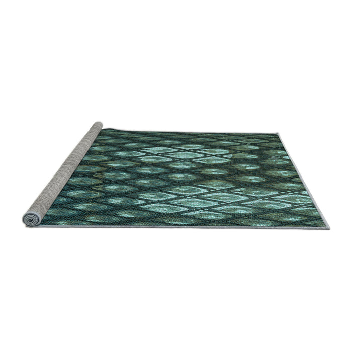 Sideview of Machine Washable Transitional Dark Slate Grey Green Rug, wshpat175lblu