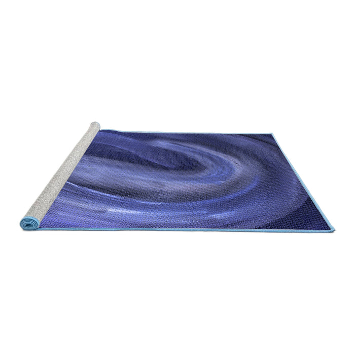 Sideview of Machine Washable Transitional Denim Dark Blue Rug, wshpat1750blu