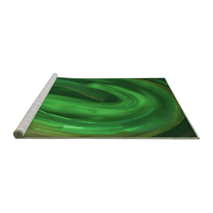 Sideview of Machine Washable Transitional Deep Emerald Green Rug, wshpat1750grn