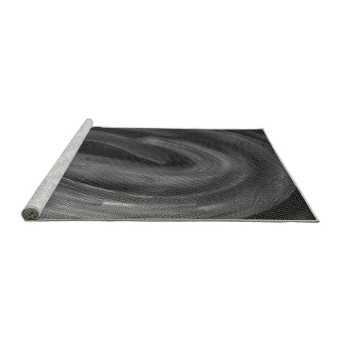 Sideview of Machine Washable Transitional Black Rug, wshpat1750gry