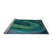 Sideview of Machine Washable Transitional Medium Teal Green Rug, wshpat1750lblu