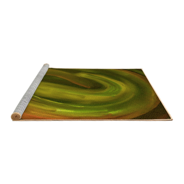 Sideview of Machine Washable Transitional Dark Yellow Green Rug, wshpat1750yw
