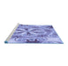 Sideview of Machine Washable Transitional Slate Blue Rug, wshpat1751blu