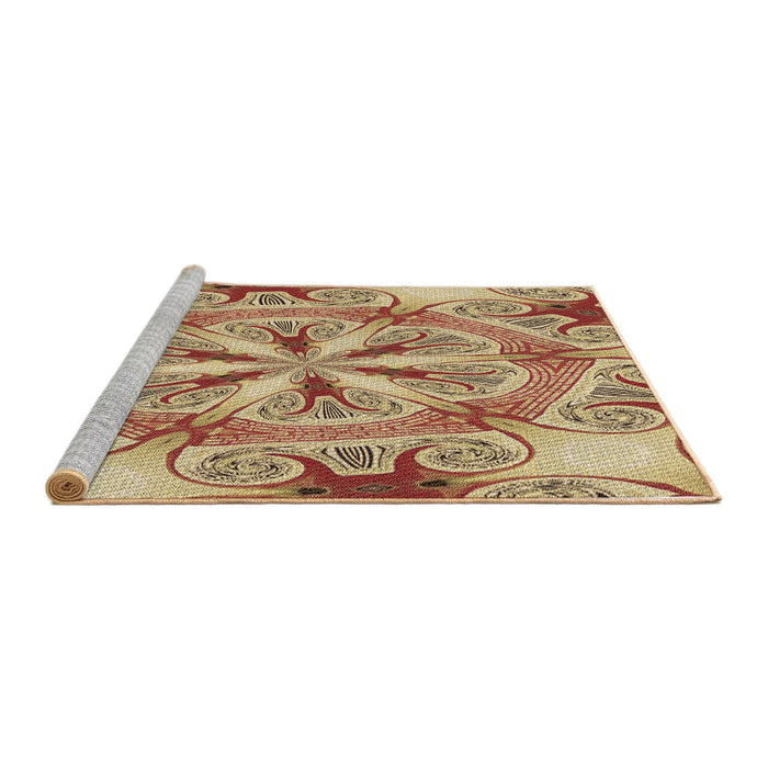 Sideview of Machine Washable Transitional Red Rug, wshpat1751brn