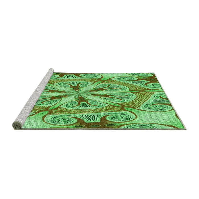 Sideview of Machine Washable Transitional Dark Lime Green Rug, wshpat1751grn