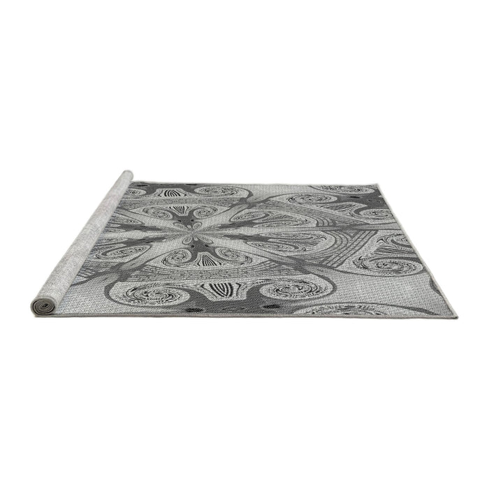 Sideview of Machine Washable Transitional Smokey Gray Rug, wshpat1751gry