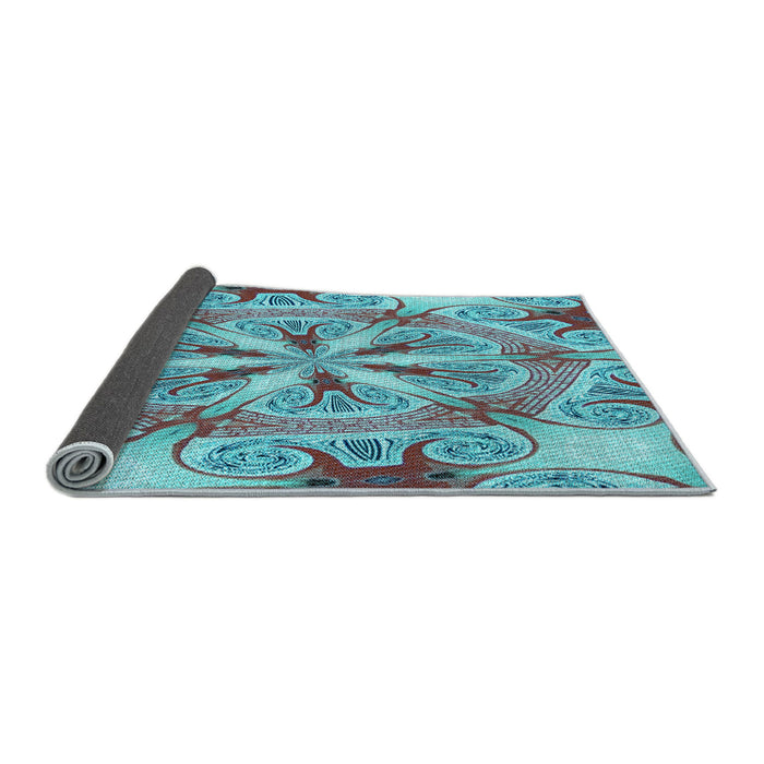 Thickness of Patterned Marble Blue Rug, pat1751lblu