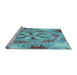 Sideview of Machine Washable Transitional Marble Blue Rug, wshpat1751lblu