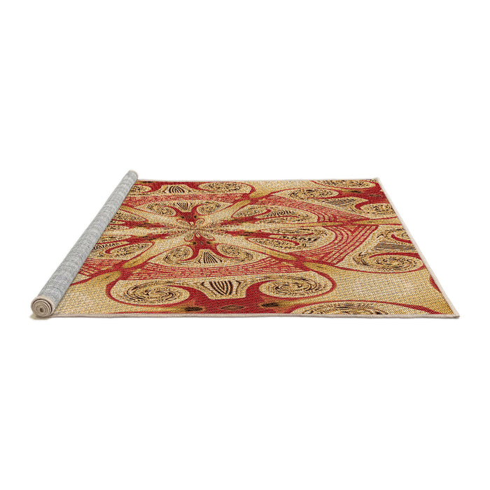 Sideview of Machine Washable Transitional Yellow Orange Rug, wshpat1751org
