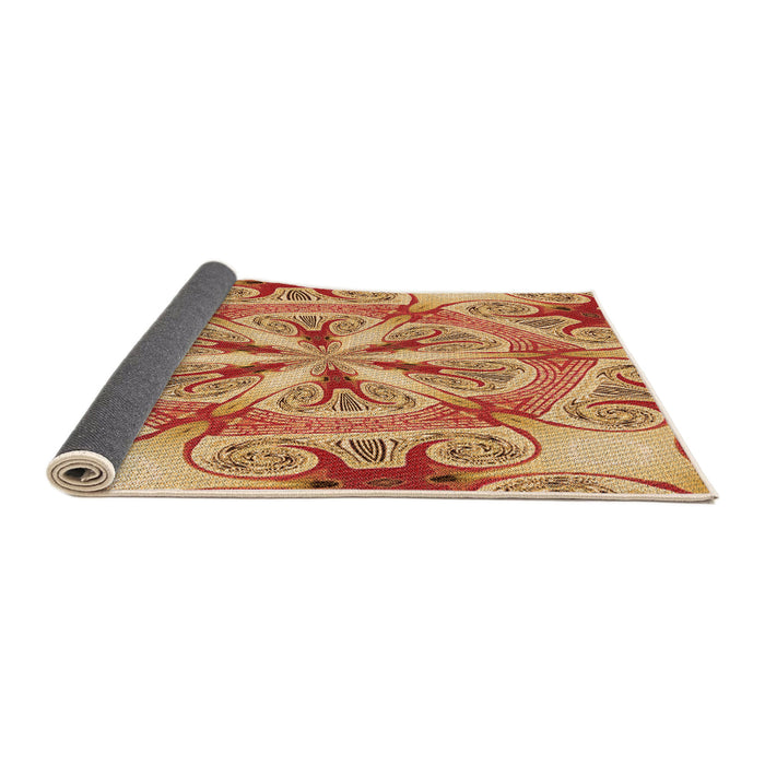 Thickness of Patterned Yellow Orange Rug, pat1751org