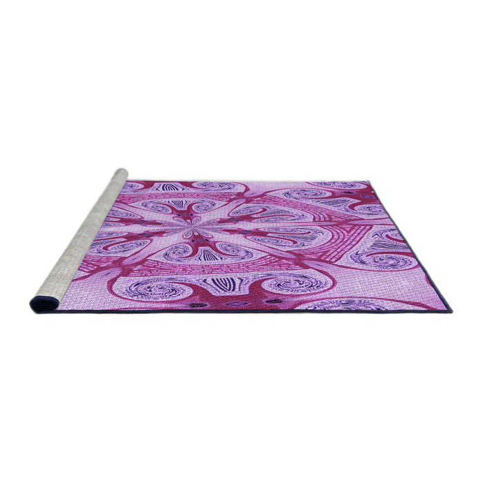 Sideview of Machine Washable Transitional Orchid Purple Rug, wshpat1751pur