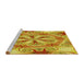 Sideview of Machine Washable Transitional Yellow Rug, wshpat1751yw