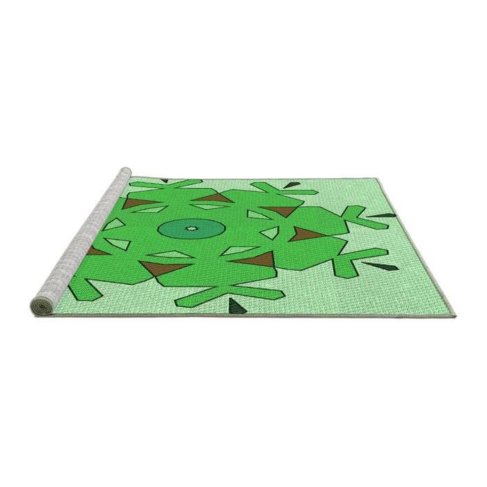 Sideview of Machine Washable Transitional Green Rug, wshpat1753grn