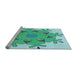 Sideview of Machine Washable Transitional Turquoise Green Rug, wshpat1753lblu