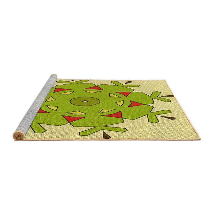 Sideview of Machine Washable Transitional Neon Yellow Rug, wshpat1753yw