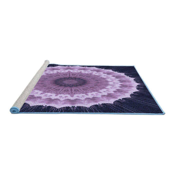 Sideview of Machine Washable Transitional Bright Lilac Purple Rug, wshpat1754blu