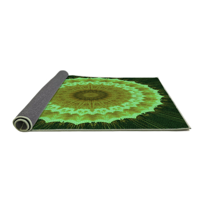 Thickness of Patterned Dark Forest Green Rug, pat1754grn