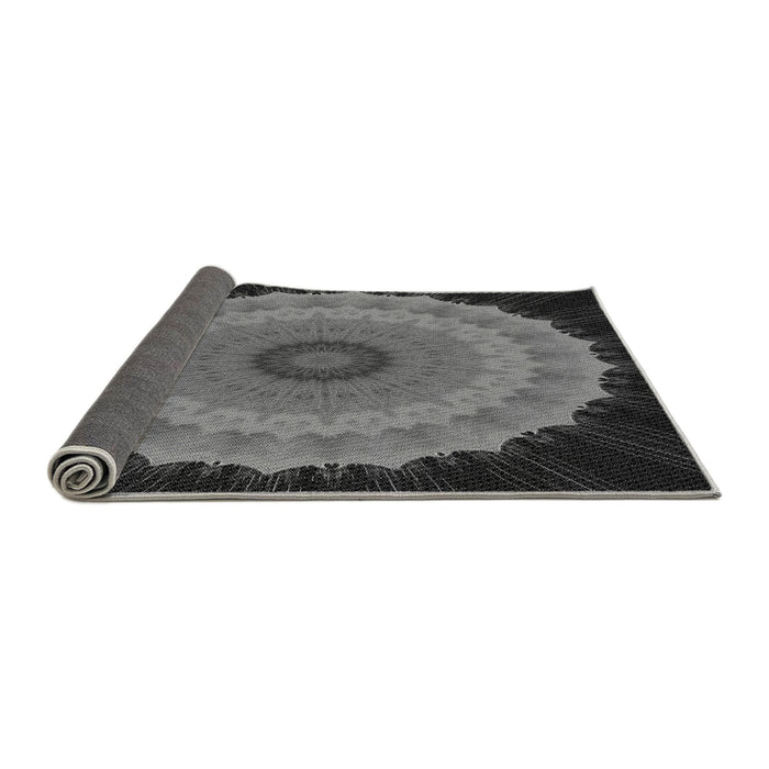 Thickness of Patterned Charcoal Black Rug, pat1754gry