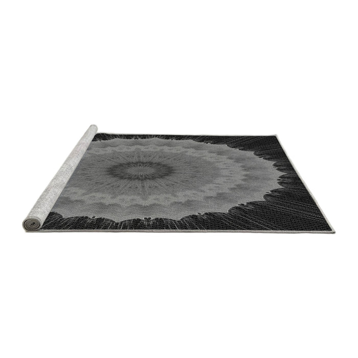Sideview of Machine Washable Transitional Charcoal Black Rug, wshpat1754gry