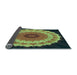 Thickness of Patterned Yellow Green Rug, pat1754lblu