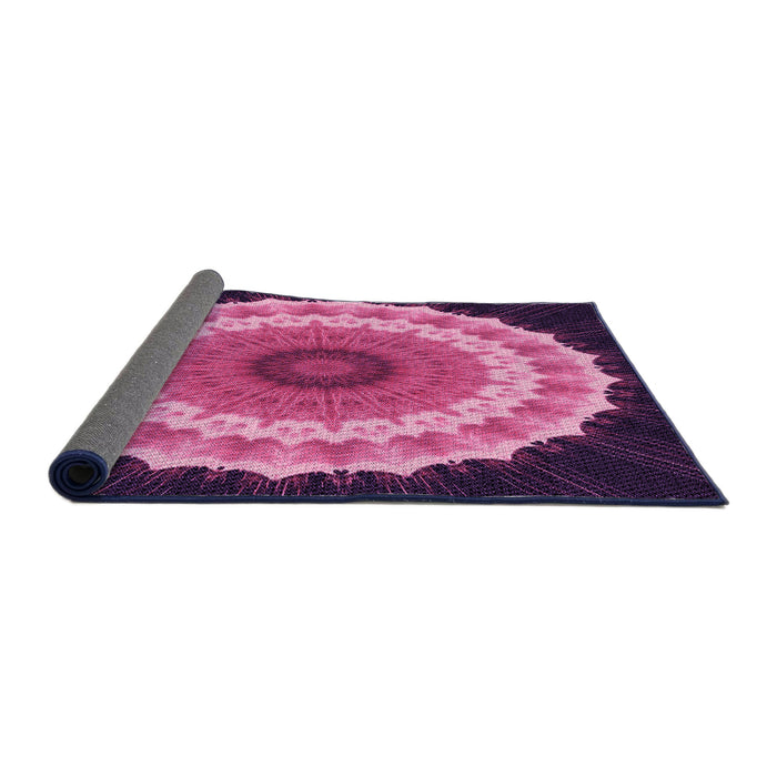 Thickness of Patterned Dark Hot Pink Rug, pat1754pur