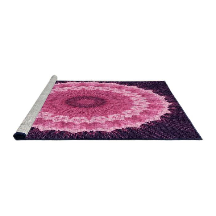 Sideview of Machine Washable Transitional Dark Hot Pink Rug, wshpat1754pur