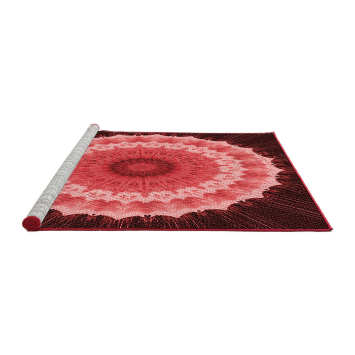 Sideview of Machine Washable Transitional Cranberry Red Rug, wshpat1754rd