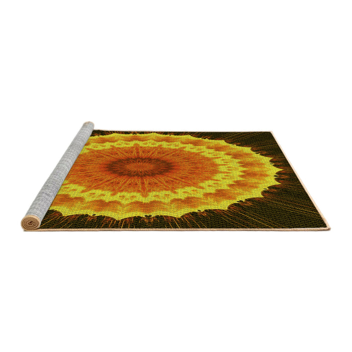 Sideview of Machine Washable Transitional Orange Rug, wshpat1754yw