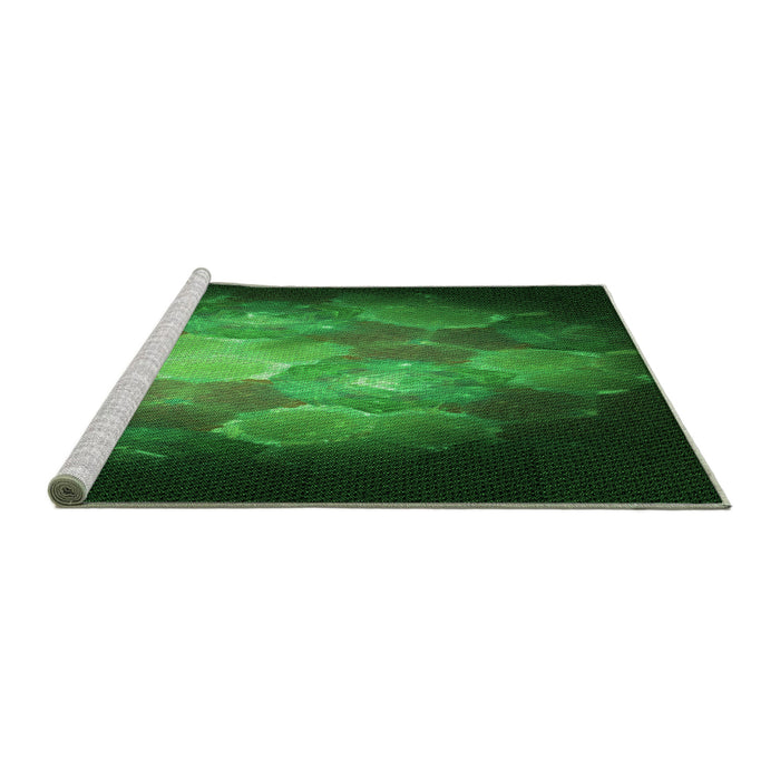 Sideview of Machine Washable Transitional Deep Emerald Green Rug, wshpat1755grn