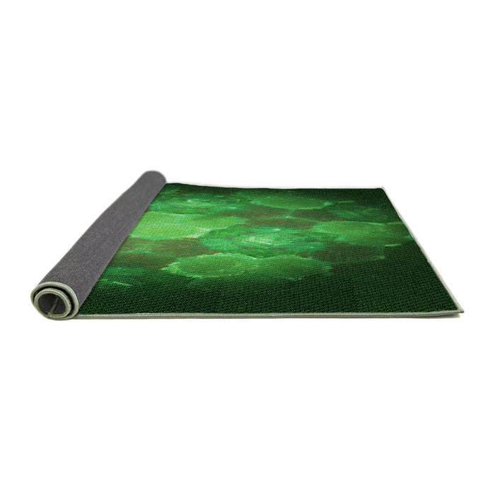 Thickness of Patterned Deep Emerald Green Rug, pat1755grn