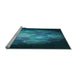 Sideview of Machine Washable Transitional Dark Turquoise Green Rug, wshpat1755lblu