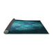 Thickness of Patterned Dark Turquoise Green Rug, pat1755lblu