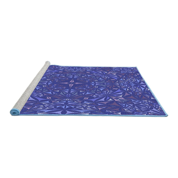 Sideview of Machine Washable Transitional Cobalt Blue Rug, wshpat1756blu