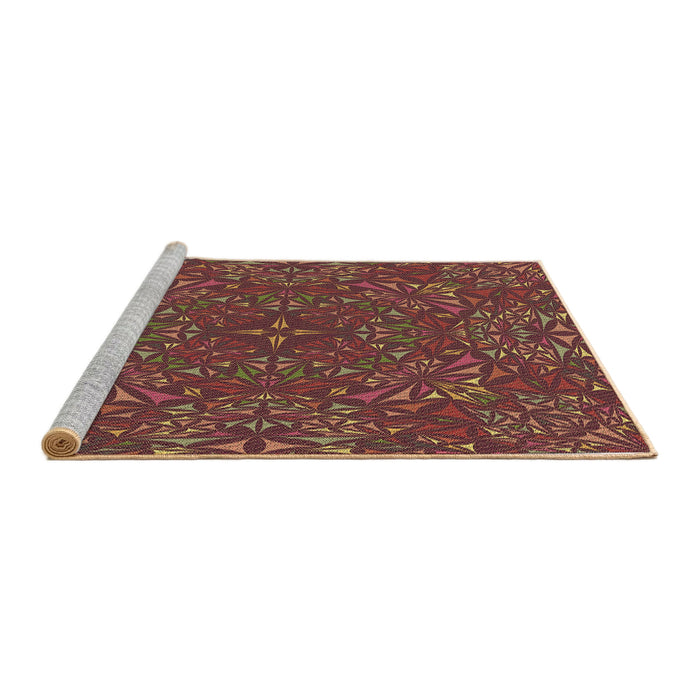 Sideview of Machine Washable Transitional Saffron Red Rug, wshpat1756brn