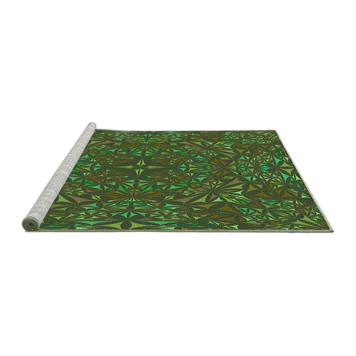 Sideview of Machine Washable Transitional Dark Lime Green Rug, wshpat1756grn