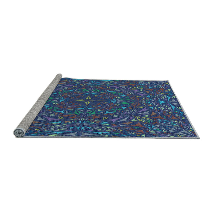 Sideview of Machine Washable Transitional Glacial Blue Ice Blue Rug, wshpat1756lblu