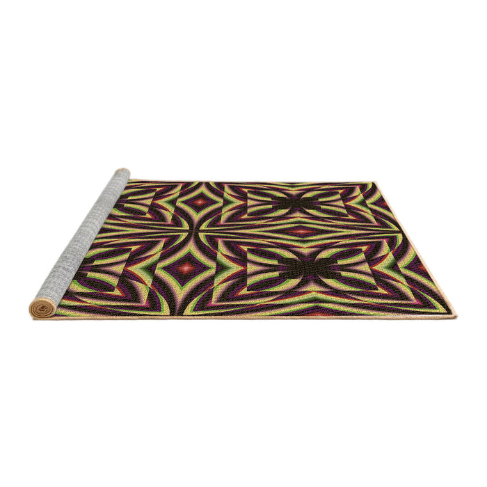 Sideview of Machine Washable Transitional Caramel Brown Rug, wshpat1757brn