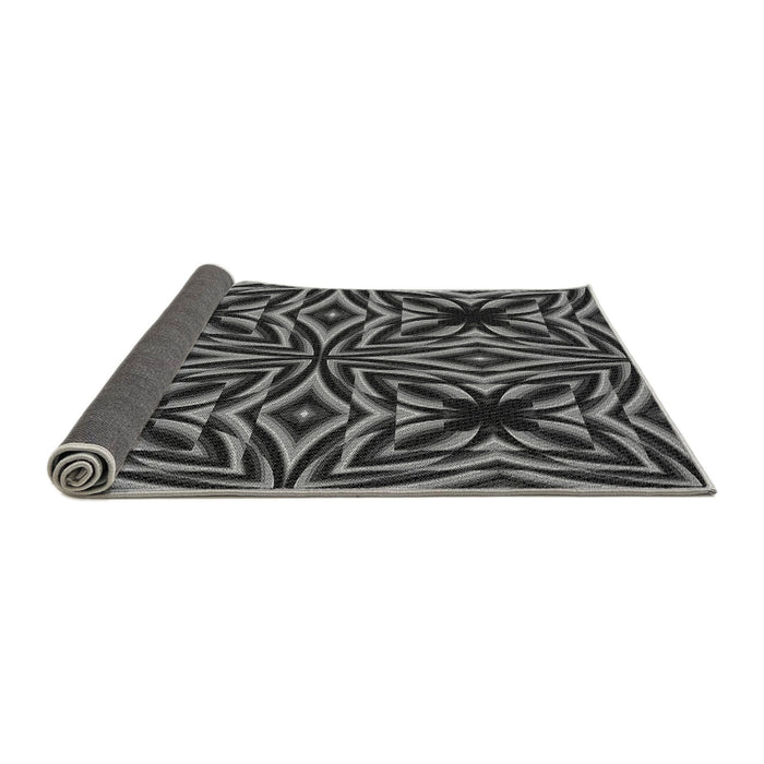 Thickness of Patterned Charcoal Black Rug, pat1757gry