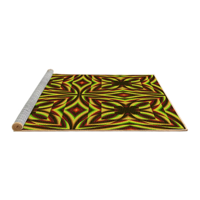 Sideview of Machine Washable Transitional Brown Rug, wshpat1757yw