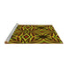 Sideview of Machine Washable Transitional Brown Rug, wshpat1757yw